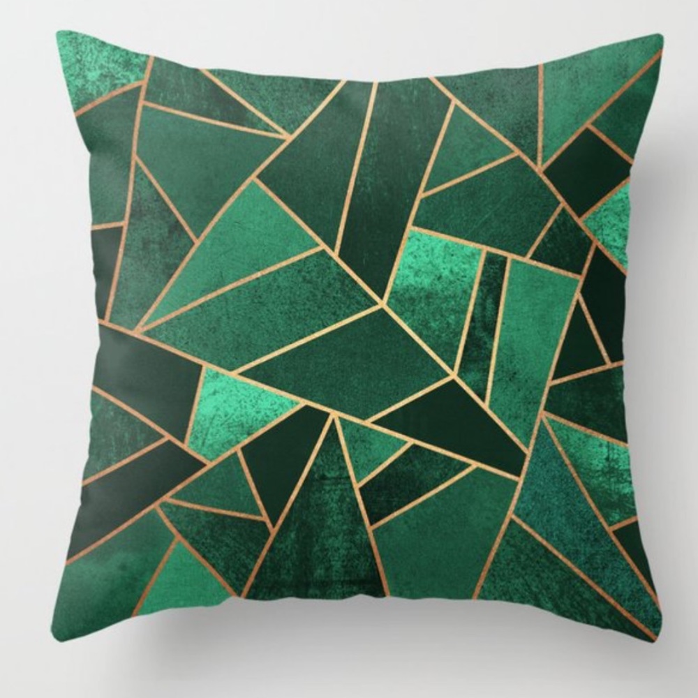 2PCS Emerald Green Bronze Throw Pillow 16x16